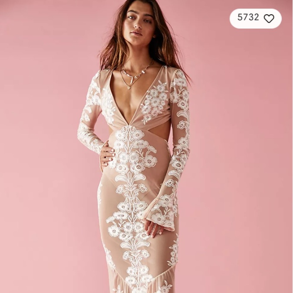 For Love And Lemons Cream and White Floral Dress